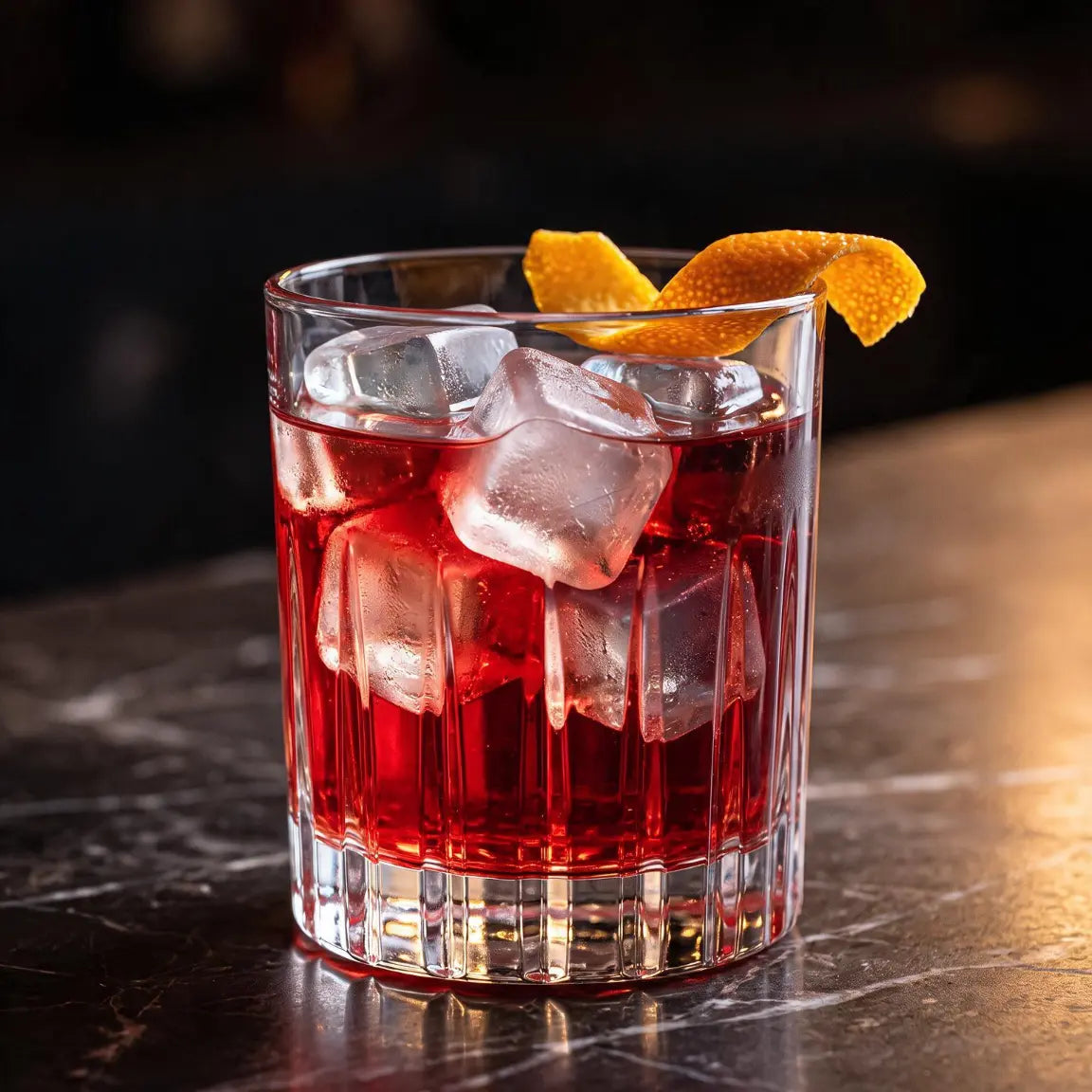 Negroni cocktail chilled with CHLAX reusable ice cubes